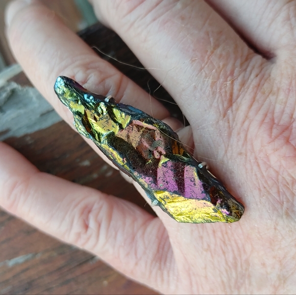 Crystal-Titanium Oversized Gemstone Ring in 925 Sterling Silver Overlay (size 7) - Picture 13 of 15